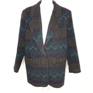 Braetan wool blend southwestern blazer oversized jacket, size Large